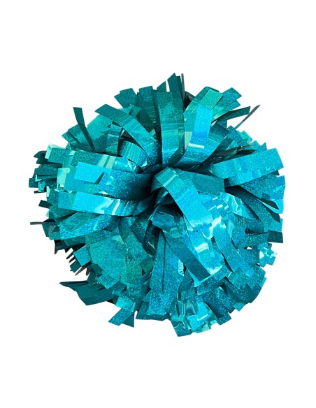 Pom pon professionale 6" con impugnatura centrale - Olografico Turchese